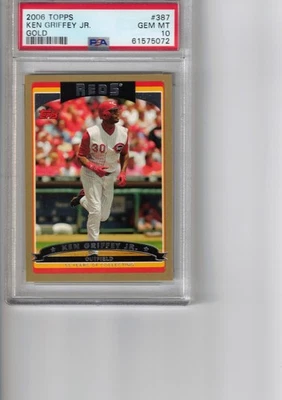 2006 Topps Gold # 387 Ken Griffey HOF PSA 10 (Pop 3) - Image 1 of 2