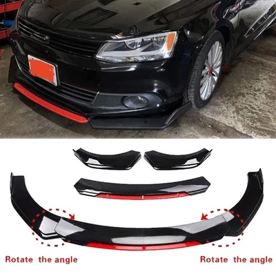 Front Bumper Lip Spoiler Splitter Glossy Black Red For Volkswagen EOS Body Kit - Image 1 of 4