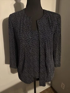 NUEVO CON ETIQUETAS Alex Evenings Para Mujer Conjunto Doble Cuello Redondo Camiseta sin mangas y chaqueta Talla S Brillo Brillo - Imagen 1 de 18