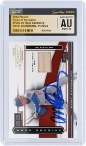 Ryne Sandberg Chicago Cubs signiert 2003 Playoff Stück Spiel #POG-86 CGC 10 Karten - Bild 1 von 1