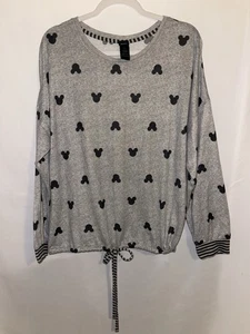 Maglione Disney cravatta cinch in vita grigio con disegno testa di Topolino nero donna XL - Foto 1 di 7