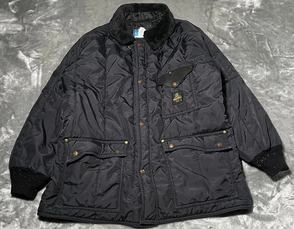 Refrigiwear Jacket Mens XL Black Iron Tuff Fur Trim Workwear Zip Button - Image 1 of 4