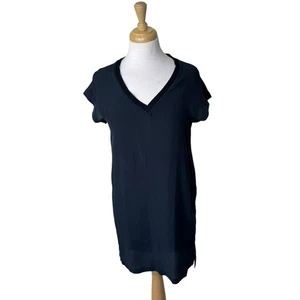 GO by GoSilk 100% Silk Ribbed V Neck Short Sleeve Mini Dress Size Small - Picture 1 of 9