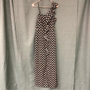 Banana Republic Blue Patterned One Shoulder Maxi Dress Cocktail Ruffle Size 2 - Picture 1 of 10