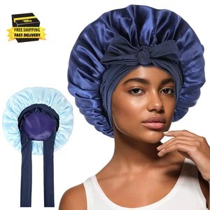 Satin Schlafhauben für Damen, Wende Seidenhaube zum Schlafen doppellagig - Bild 1 von 8