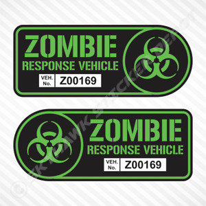 Zombie Response Vehicle Sticker Set Vinyl Decal Lime Green Car Truck 