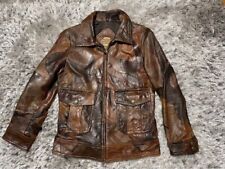 Hysteric Glamour Zip Up Collared Womens Leather Jacket Brown Vintage Free Size