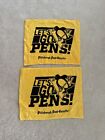 Lot de deux (2) serviettes de rallye des Penguins de Pittsburgh, stylos Let's Go, 17x14"
