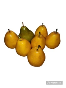 Lot 7 Artificial Yellow Green Pears Faux Fruit Realistic Fake Prop Staging - Picture 1 of 5