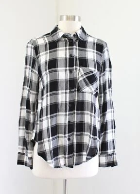 NUEVO CON ETIQUETAS RD Estilo Stitch Fix Negro Blanco Cuadros Bolsillo Abotonado Camisa Blusa PS SP Foto 1 de 4