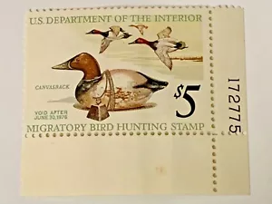 US DEPARTMENT OF INTERIOR DUCK STAMP 1975-1976 UNUSED - Picture 1 of 2