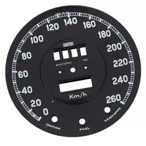 JAGUAR E TYPE SERIES 1 2 3 SPEEDO FACE KM/H SMITHS MORE PARTS IN STOCK - Picture 1 of 2