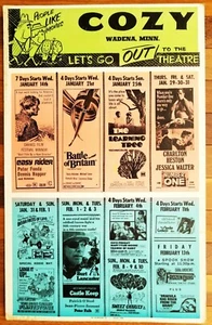 Large Coming Attractions Movie Theater Poster 1969 COZY Wadena Minn. Easy Rider - Picture 1 of 12
