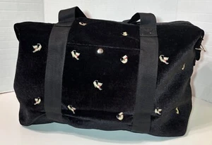 Schwarz Samt Seesack bestickt Gold Kitty Design Katzenliebhaber - Bild 1 von 9