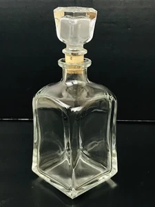 Decantador de vidrio MCM vintage con tapón de corcho de vidrio forma rectangular HERMOSO - Imagen 1 de 12