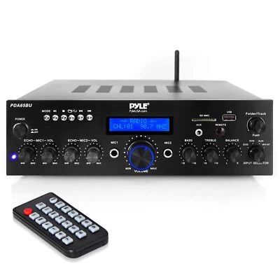 Pyle Wireless Bluetooth Power Amplifier System - 200W Dual Channel Sound Audi... - Image 1 of 4