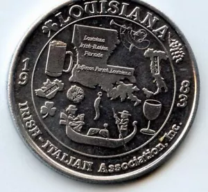 Karneval Doubloon: Irish Italian Association Carnival Club Aluminium 1990 - Bild 1 von 2