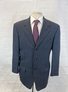 Pal Zileri Men's Dark Navy Blue Gray Plaid Wool Blazer 40S $2,595 - Picture 1 of 9