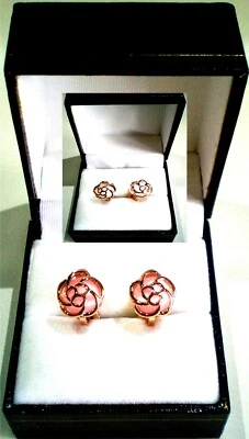 Покрытые розовым золотом серьги-клипсы с кварцевым камнем маленькие серьги - Изображение 1 из 4