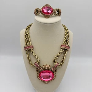 Heidi Daus Set Halskette Armband passend rosa goldfarben Ton Veranstaltungskette 2 Stück - Bild 1 von 15