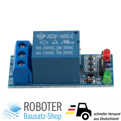 5V 1-Kanal Relais Modul AC250V für Arduino, Raspberry, Atmel AVR uvm. - Bild 1 von 4