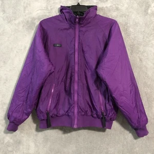 Giubbotto Bomber Columbia Vintage Uomo XL Nero Viola Reversibile Isolato Zip Up - Foto 1 di 13