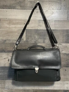 COACH Vintage Black Briefcase Messenger Bag Leather & Nylon VTG - Picture 1 of 22