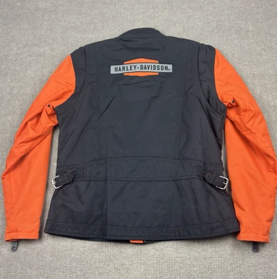 Chaqueta de equitación Harley Davidson para mujer M negra naranja hebilla de motociclista parche con logotipo HD Foto 1 de 4