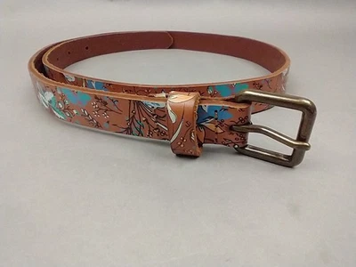 Cinturón floral de cuero GAP ajustado marrón talla XS Foto 1 de 4