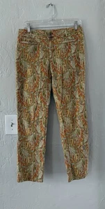 Cartonner Anthropologie Sz 6 Burnt Orange Paisley Ankle Pants Cotton Stretch - Picture 1 of 4