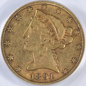 1891-CC $5 PCGS XF45 CAC - Picture 1 of 4