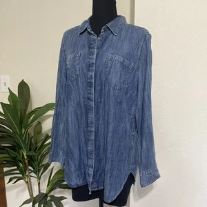 Camisa Talbots Cambray Talla L L Lyocell Oculta Abotonada Azul Túnica Top Fluido Verano - Imagen 1 de 12