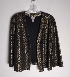 Chaqueta Chico’s Travelers Collection Glenda Metálica Dorada Negra 2 (US Grande/12) - Imagen 1 de 4