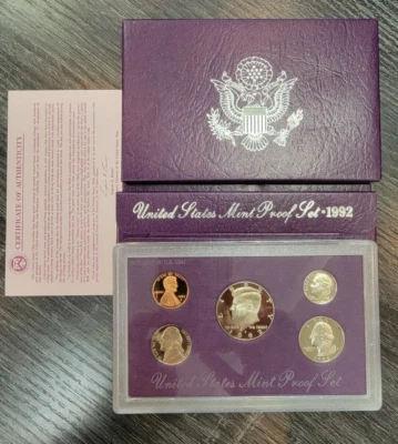 1992 Clad Proof Set U.S. Mint Original Government Packaging OGP COA - Image 1 of 3