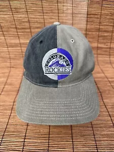 Vintage Twins Enterprise Colorado Rockies Color Block Strapback Hat Grey Beige - Picture 1 of 9