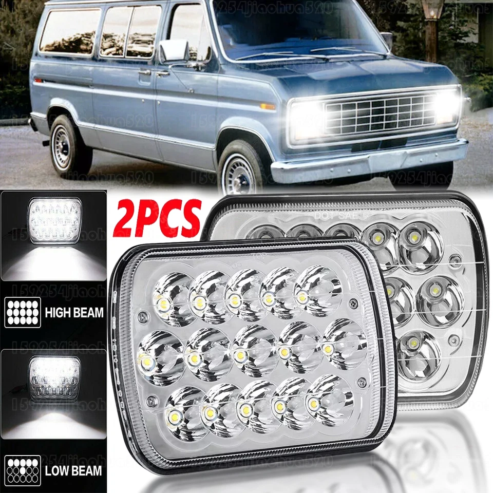 Par de faros LED DRL 5x7" 7x6" para Ford E150 E250 Econoline Van Club Wagon Foto 1 de 4