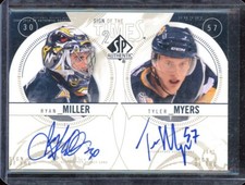 2009-10 SP Authentic Sign of the Times Duals #ST2MM Tyler Myers/Ryan Miller