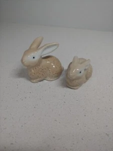 vintage pair of Otagiri Rabbit Bunny Figurine beige Porcelain made Japan - Picture 1 of 13