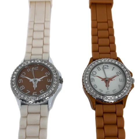 Texas Longhorns NCAA Women’s Rhinestone Watch Silicone Rubber Band Set Of 2 Cover