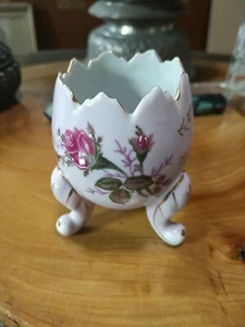 Vintage Porzellan Eiervase. Rosa, Rosen - Bild 1 von 8