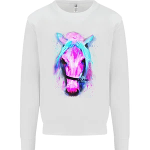 Watercolour Horse Kids Sweatshirt Jumper - Picture 1 of 3