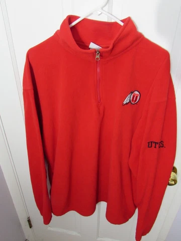 Vintage 90's Pro Edge Utah Utes Red 1/4 Zip Men's Fleece Pullover Jacket Sz XL Cover