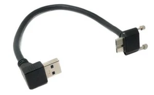 USB 3.0 Cable 30 CM Micro B Plug to A Plug Screw Angle Adapter, Black - Zdjęcie 1 z 4