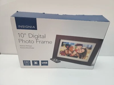 Digital Photo Frame 10" Insignia Premium IPS Panel - Espresso Wood Frame - NEW  - Image 1 of 4
