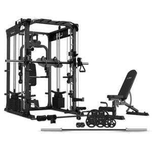 LSG GRK200 10-in-1 Gym Station Power Rack Smith Machine, 90kg Olympic Weight Set - Picture 1 of 8