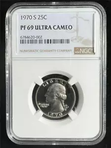 1970 S WASHINGTON QUARTER 25C PF69 ULTRA CAMEO UCAM NGC PR69 *PQ* DCAM SKU 3307 - Picture 1 of 2
