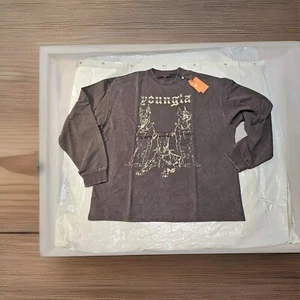 YoungLA For All The Dogs T Manica Lunga Uomo TG XL Marrone Nuovo con etichette Streetware Urban - Foto 1 di 12
