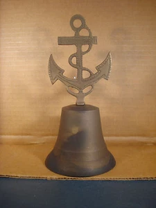 Anchor Table Bell Rope Detail Solid Brass And Antique Patina U.S. Navy Seabees - Picture 1 of 3