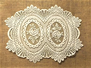 Lace Place Mat 15" x 20" Ivory Cameo Rose Livingroom Bedroom Dining Room - Picture 1 of 4