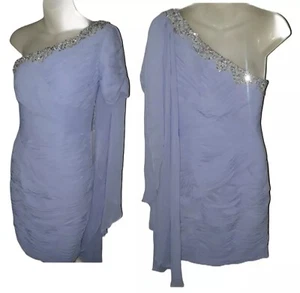 Jj's House Lavender Sheath One Shoulder Knee Length Chiffon Dress Size 8  - Picture 1 of 6